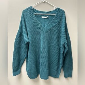Ricki’s Women’s Teal Knit V-Neck Cotton‎ Sweater